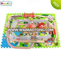 New Product 125piece Railway Train Wooden Train Toy for Kids AT11163