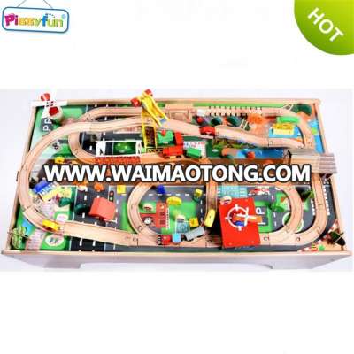 2018 New Products Innovative Product 118piece Wooden Train Table for Kids AT11169