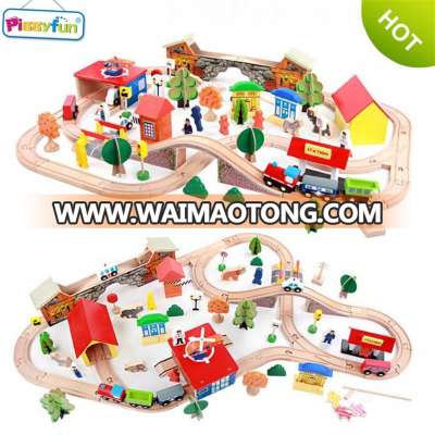 New product 89piece Railway Toys Wooden Train Set Toy for Kids AT11160