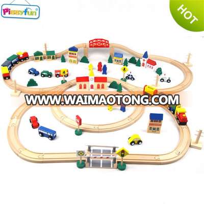 Factory Supplies 100piece Wooden Train Set for Kids AT11171